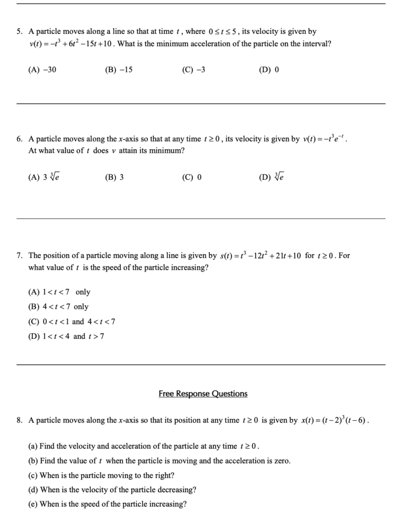 Position, Velocity, and Acceleration in Applications of Differentiation